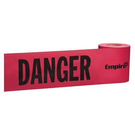 EMPIRE LEVEL Barricade Tape, 200 ft L, 3 in W, Plastic Backing, Red 77-0204